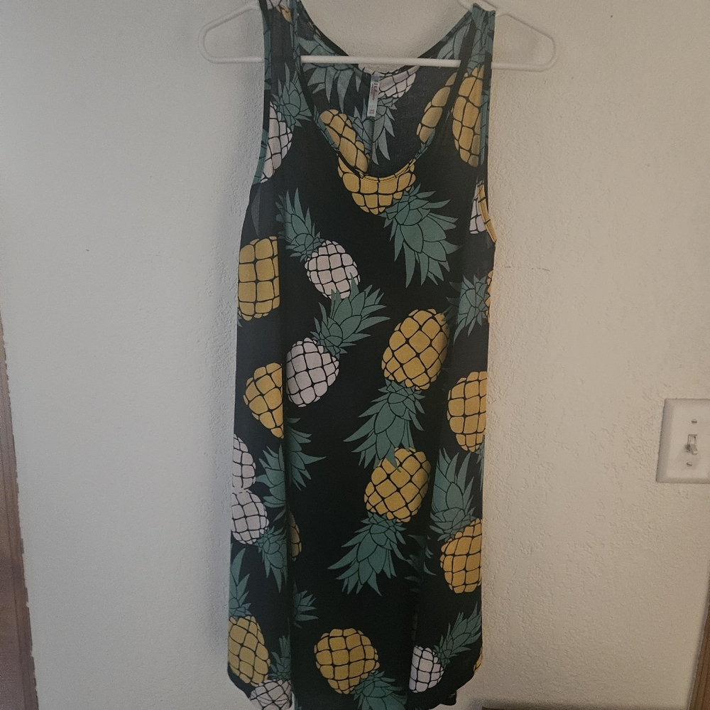 Pineapple Print Sleeveless Dress/ Cover Up. One Size. Worn Once